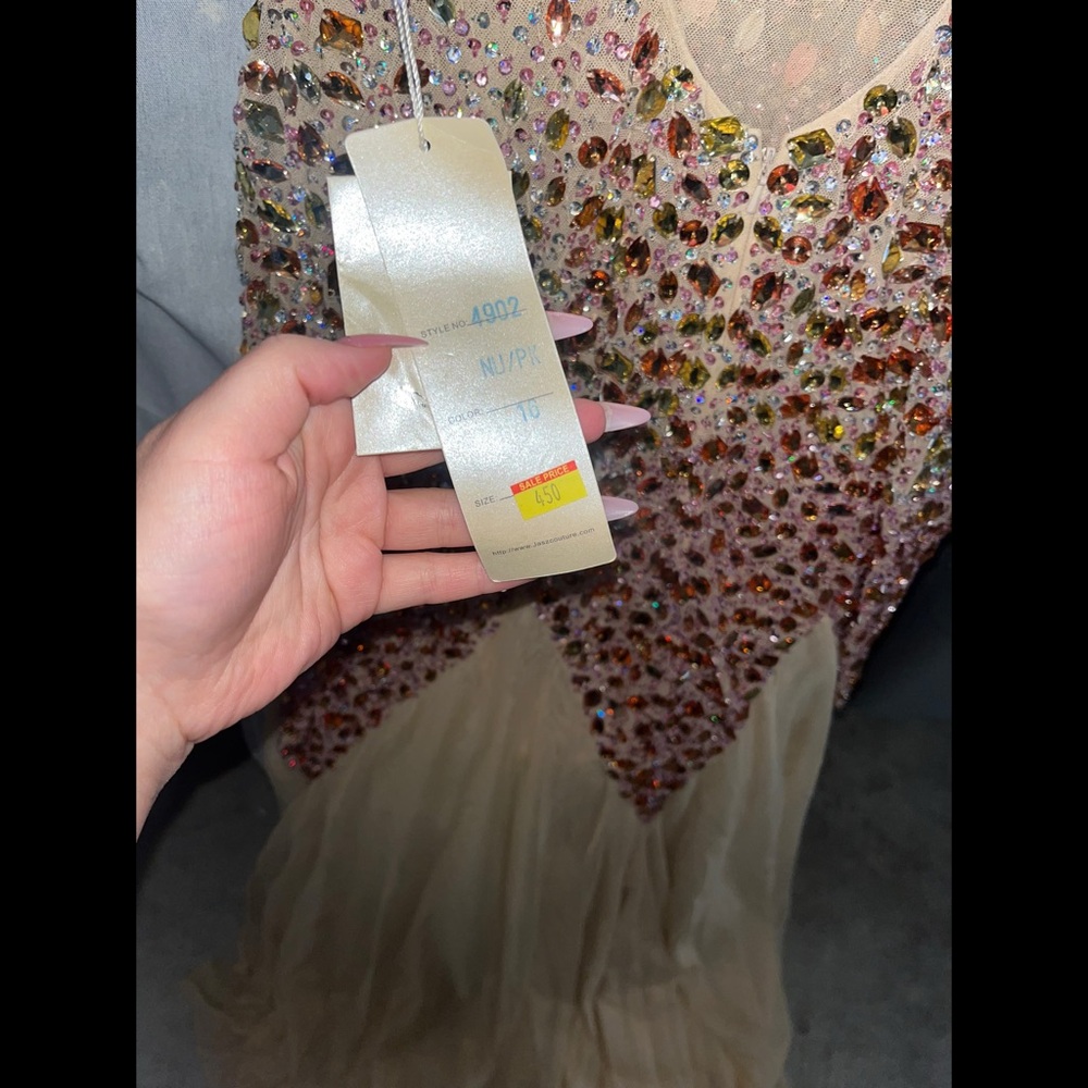 Jasz Couture Dress 4614 Prom Rhinestone Pink Nude Evening Dress Plus Size - Picture 8 of 11